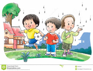 Ọmọdé nṣeré ninú òjò – Children playing in the rain